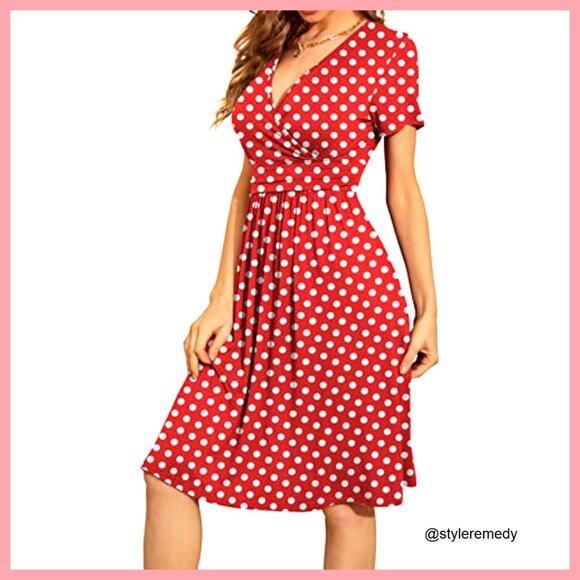 Short Sleeve V-Neck Floral Dress with Pockets, Casual Summer Swing - Picture 2 of 7